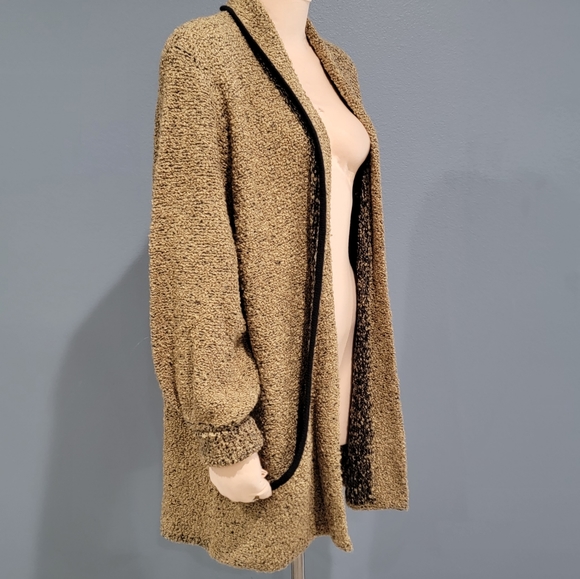 Vintage SIDE EFFECTS Light Brown Oversized Mid Length Nubby Knit Cardigan M/L - Picture 4 of 8